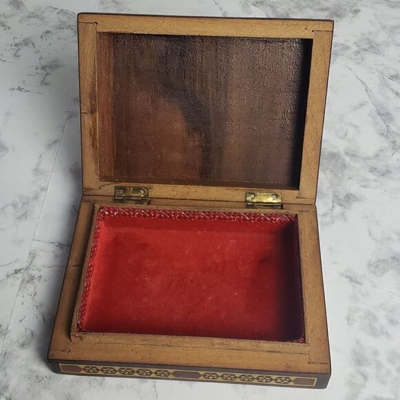 Vintage Middle Eastern Inlay Mosaic Wooden Box - Picture 4 of 12